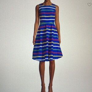HBC Stripes Signature Multi-stripe Navy Sleeveless Midi Dress 👗 🎉